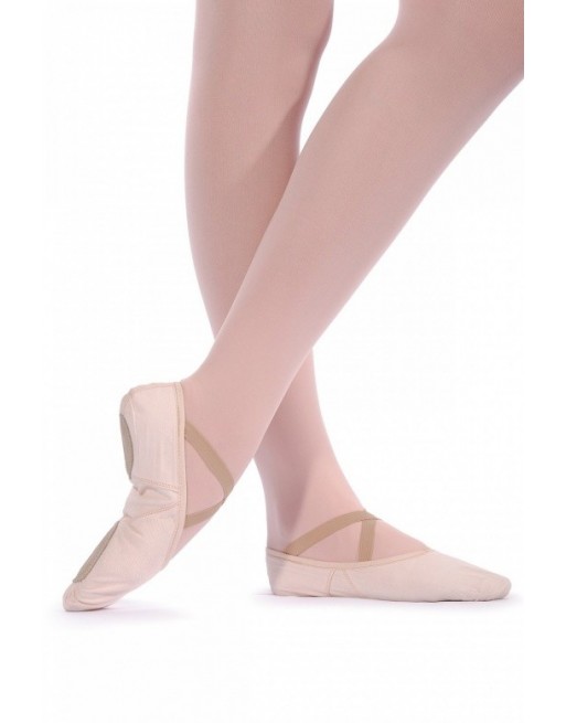 Taneční piškoty s rozdělenou podrážkou, pro širší nohu - látkové, dámské